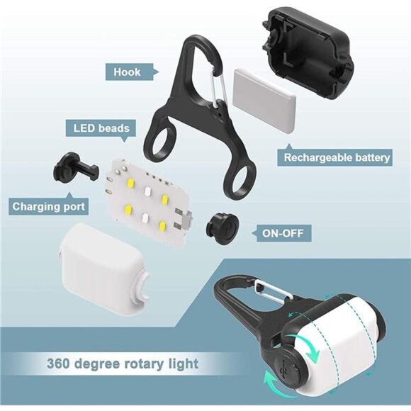Dog Lights for Night Walking, Clip on USB Rechargeable Dog Collar Light, 3 Light - Picture 6 of 7